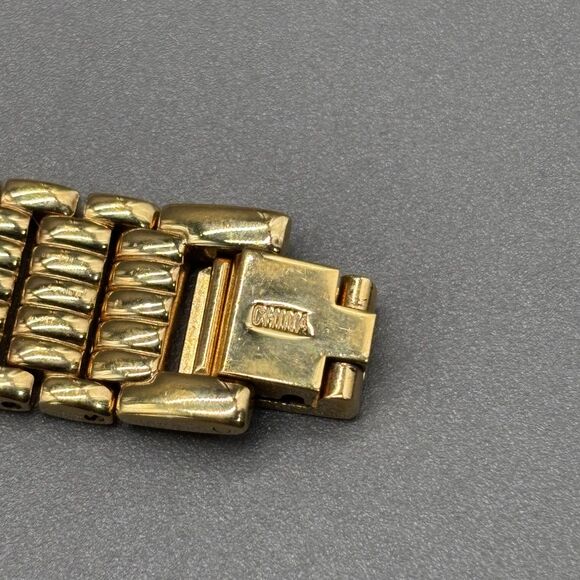 Ladies DMQ Swiss Quartz Gold Tone Watch Cubic Zirconia Bezel Bracelet Band WORKS - Picture 5 of 12